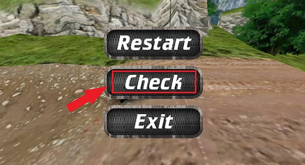 玩家失误后,游戏界面出现“CHECK”按钮提示可回到检查点 玩家失误后,游戏界面出现“CHECK”按钮提示可回到检查点