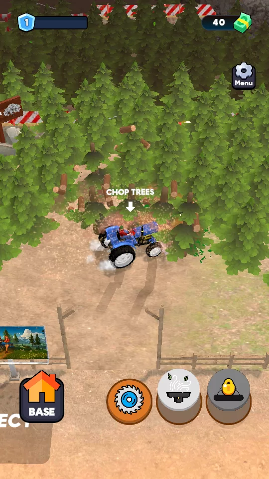 驾驶伐木机进行砍树作业