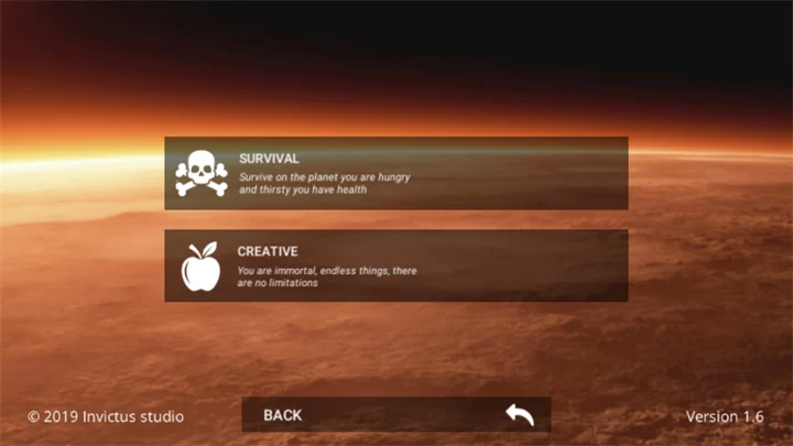 游戏模式选择界面，展示生存、创造、极限等选项