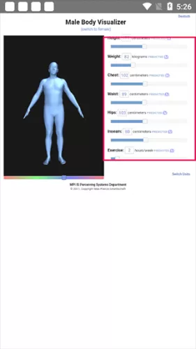 BodyVisualizer身材模拟器自定义数值设置