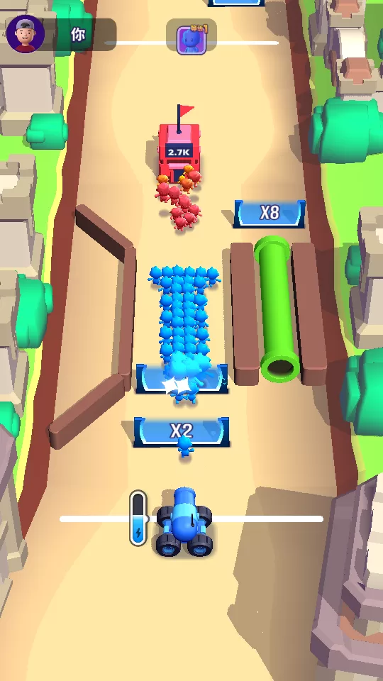 暴民控制游戏截图:滑动大炮发射人群 暴民控制游戏截图:滑动大炮发射人群