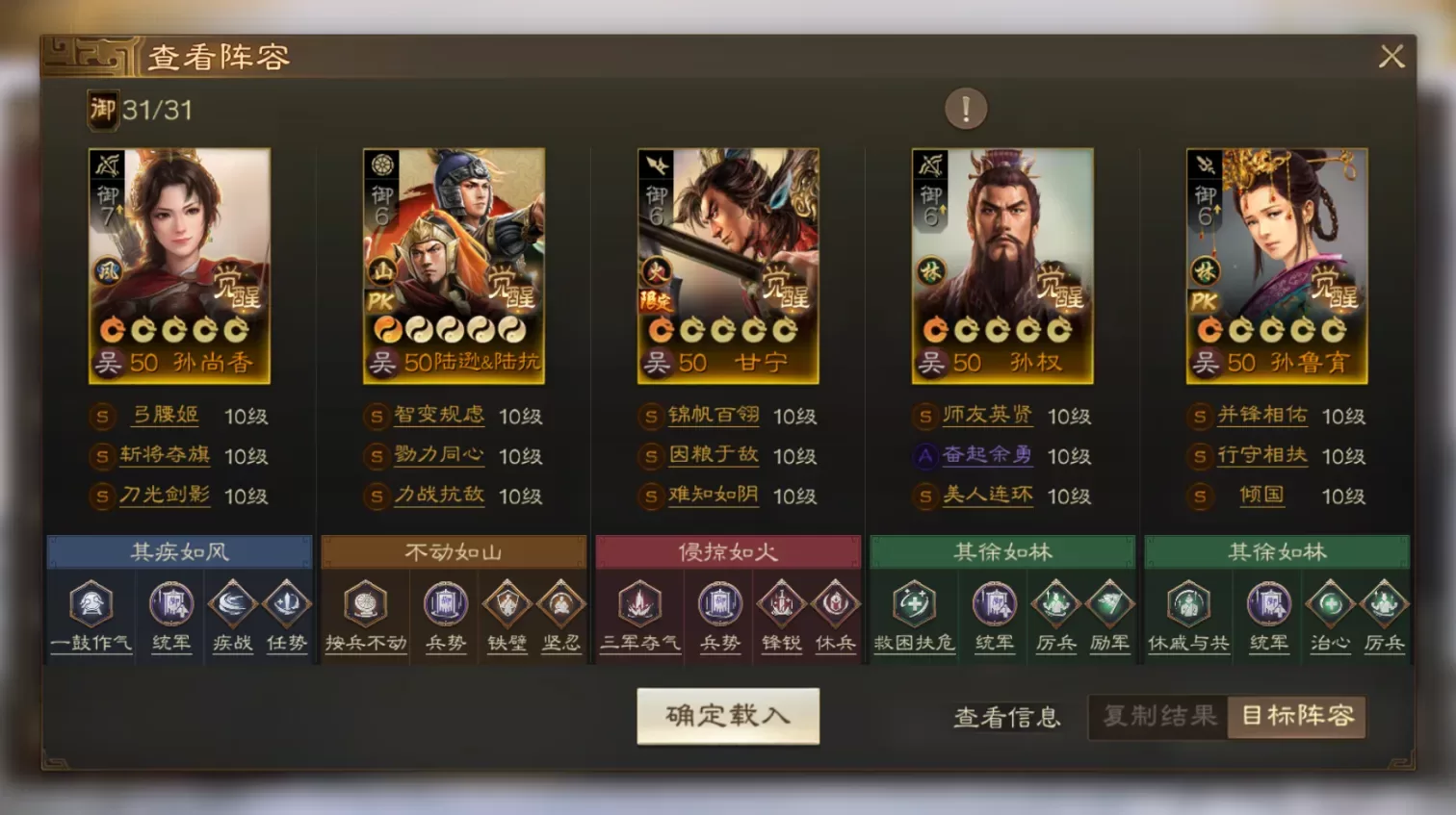 三孙富贵弓阵容示意图