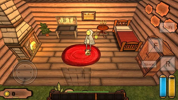 游戏核心玩法展示：角色在昏暗的南瓜农场中，一手持灯笼照明，另一手准备种植或使用工具